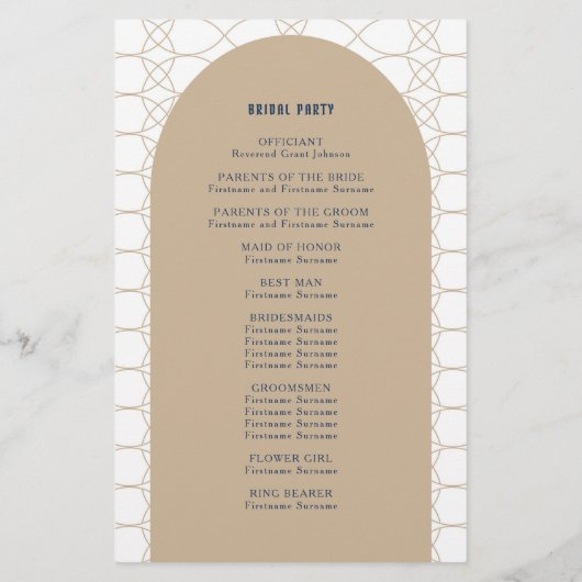 Papier Royal Blue Classic Retro Mariage Ceremony Programm (Dos)