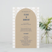 Papier Royal Blue Classic Retro Mariage Ceremony Programm (Debout devant)