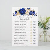 Papier Royal Blue Gold Fête des mariées Jeu Devinez Qui (Debout devant)