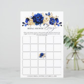 Papier Royal Blue Jaune or Fête des mariées Florale Bingo (Debout devant)