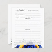 Papier Royal Blue Rustic Sunflower Fête des mariées Recet (Devant / Derrière)