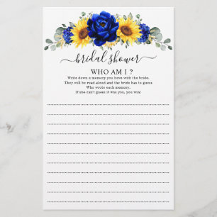 Papier Royal Blue Rustique Jeu Qui Suis-Je Sunflower     