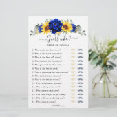 Papier Royal Blue Sunflower Fête des mariées Jeu Devinez  (Debout devant)