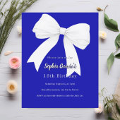Papier Royal blue white bow Invitation d'anniversaire