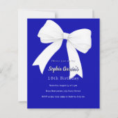 Papier Royal blue white bow Invitation d'anniversaire (Devant)