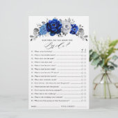 Papier Royal Blue White Silver Floral Fête des mariées Je (Debout devant)