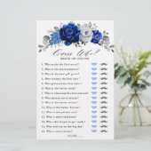 Papier Royal Blue White Silver Floral Fête des mariées Je (Debout devant)