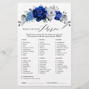 Papier Royal Blue White Silver Floral Fête des mariées Je