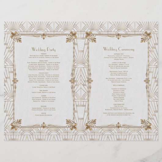 Papier Royal Fleur-de-Lis Art Déco Gold White 20s Program (Dos)