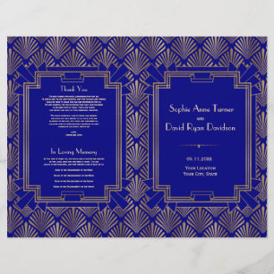 Papier Royal Navy Blue Gold Great Gatsby Art Déco Program