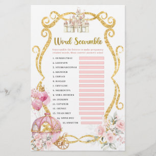 Papier Royal Princess Pink Carriage Word Scramble Jeux