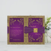 Papier Royal Purple and Gold Medallion Wedding Program (Debout devant)