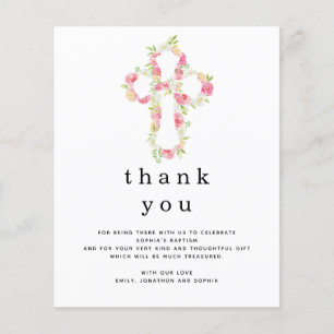 PAPIER Roze Florals Cross Baptisme Hartelijk dan Flyer