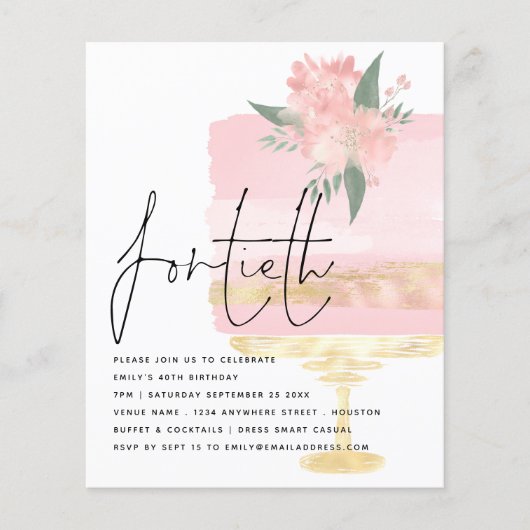 PAPIER | Roze goudCake 40e partij Flyer (Voorkant)