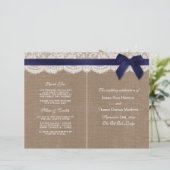 Papier Ruban de la Marine sur Burlap & Lace Wedding Progr (Debout devant)