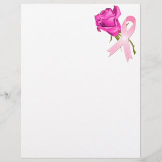 Papier Ruban rose avec Rose *Sensibilisation au cancer du