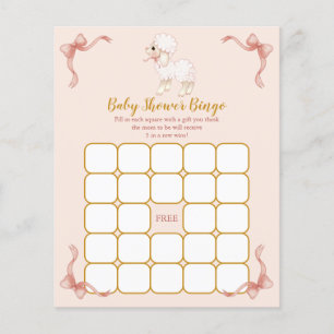 Papier Ruban rose Petit Agneau Baby shower Bingo Jeu