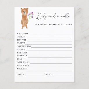 Papier Rubrique de mot d'ours Jeu Baby shower