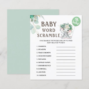 Papier Rubrique Word Baby shower à ballon vert éléphant