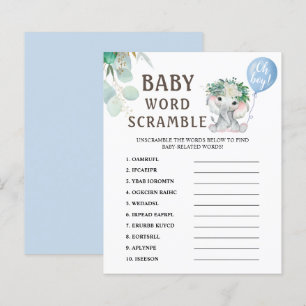 Papier Rubrique Word Elephant Balloon Baby Shower Jeu