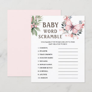 Papier Rubrique Word Jeu Baby shower papillon rose