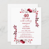Papier Ruby Budget 40e anniversaire Mariage Invitation fl (Devant / Derrière)
