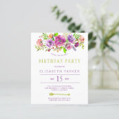 Papier Russe budget floral invitation fête d'anniversaire (Debout devant)