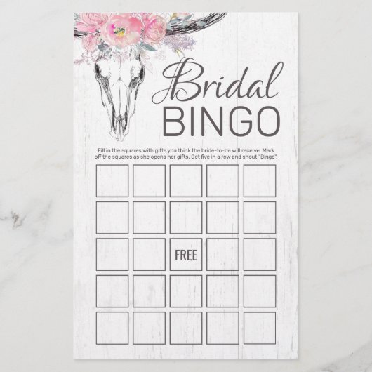 Papier Russe Crâne de vache Boho Floral Bridal Jeu de Bin (Devant)