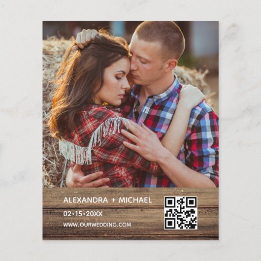 Papier Russe Photo Farmhouse QR Code Faire-part de mariag (Dos)