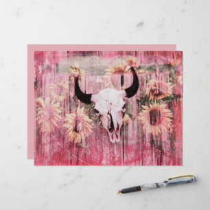 Papier Russe Western Taureau Taureau rose Tournesols Jaun
