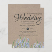 Papier Russie Blue Lavender Wedding Invite Budget (Devant / Derrière)