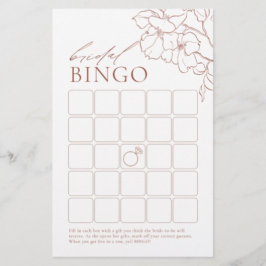 Papier Rust élégant floral nuptiale douche jeu de bingo (Devant)