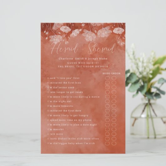 Papier Rust Floral Il A Dit Qu'Elle A Dit Game (Debout devant)