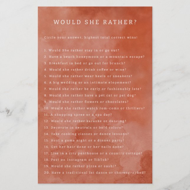 Papier Rust Floral Voudrait-Elle Plutôt Jouer (Devant)