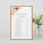 Papier Rust Orange Aquarelle Florale Fête des mariées Jeu (Debout devant)