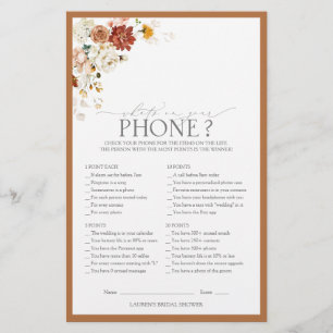 Papier Rust Orange Aquarelle Florale Fête des mariées Jeu