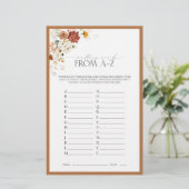 Papier Rust Orange Aquarelle Florale Fête des mariées Jeu (Debout devant)