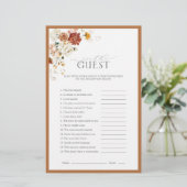 Papier Rust Orange Aquarelle Florale Fête des mariées Jeu (Debout devant)