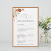 Papier Rust Orange Aquarelle Florale Fête des mariées Jeu (Debout devant)