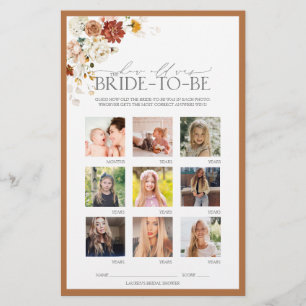 Papier Rust Orange Aquarelle Florale Fête des mariées Jeu