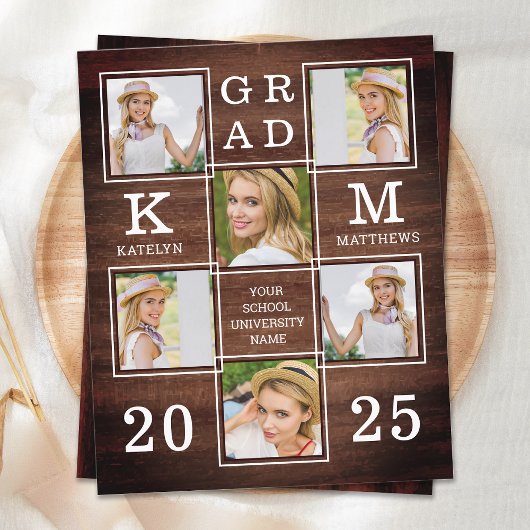 Papier Rustic 6 Photo Collage Bois Graduation Budget