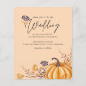 Papier Rustic Automne Coral Citrouille Budget Mariage Inv (Devant)