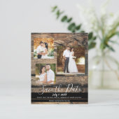 Papier Rustic Barn Wood Mariage Photo Enregistrer la date (Debout devant)