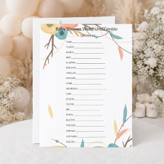 Papier Rustic Boho Baby Shower Word Unscramble