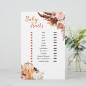 Papier Rustic Boho Citrouille Baby shower Baby Traits Jeu (Debout devant)