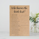 Papier Rustic Bridal Game - Qui Connaît Le Mieux La Marié (Debout devant)