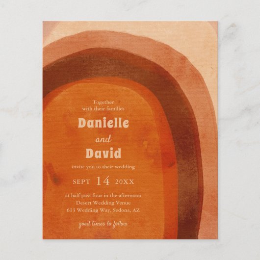 Papier Rustic Burnt Orange Photo Budget Mariage Inviter (Devant)