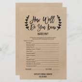 Papier Rustic Chic Comment Bien Connaissez-Vous Le Jeu De (Devant / Derrière)