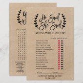 Papier Rustic Chic Faux Kraft "Il A Dit Qu'Elle A Dit" Je (Devant / Derrière)