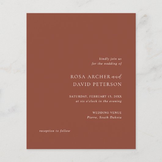 Papier Rustic Copper Editorial Modern Wedding Invitation (Devant)